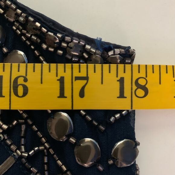 PARKER Blue Allegra Beaded Embellished Silk Sleeveless Mini Shift‎ Dress Size M - Picture 12 of 13